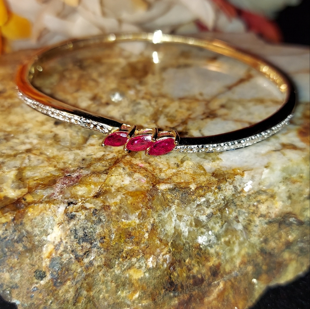 Ruby & Diamond Bangle Bracelet - image 2